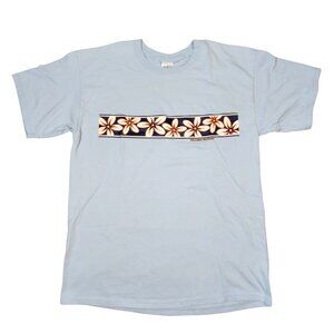 Hawaiian Surfrider Blue Plumeria Graphic T-Shirt Large